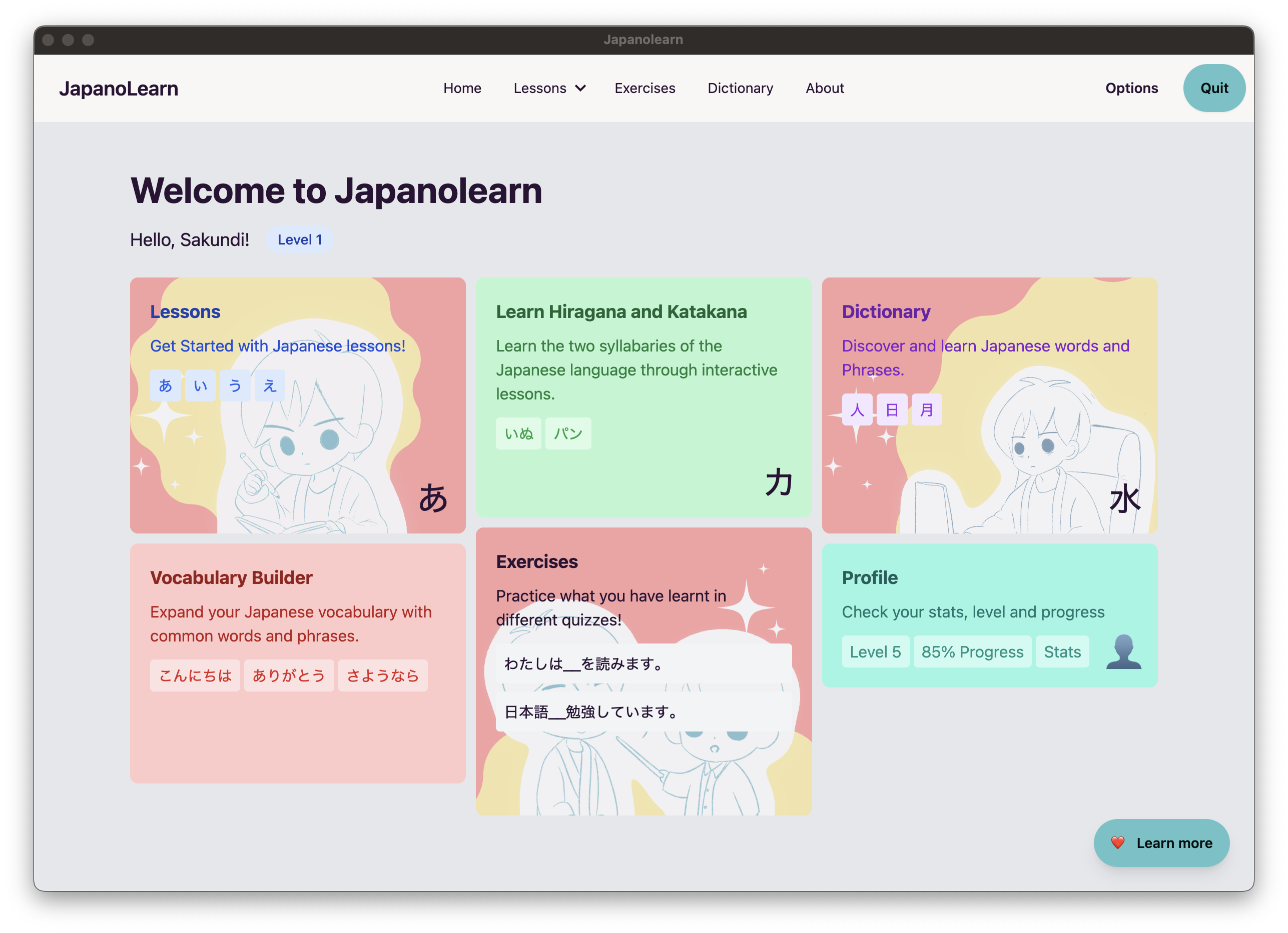Japanolearn Dashboard